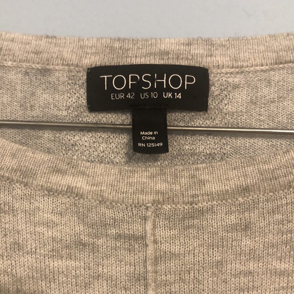 TOPSHOP Women’s Size 10 Thin Soft Grey Long Sleeve Sweater Top - Picture 4 of 10